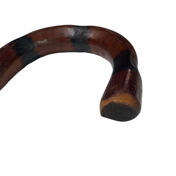 Twisted Wood Walking Stick Cane Crook Handle Gentlemen Vintage Folk Art u Rubber - Picture 4 of 9